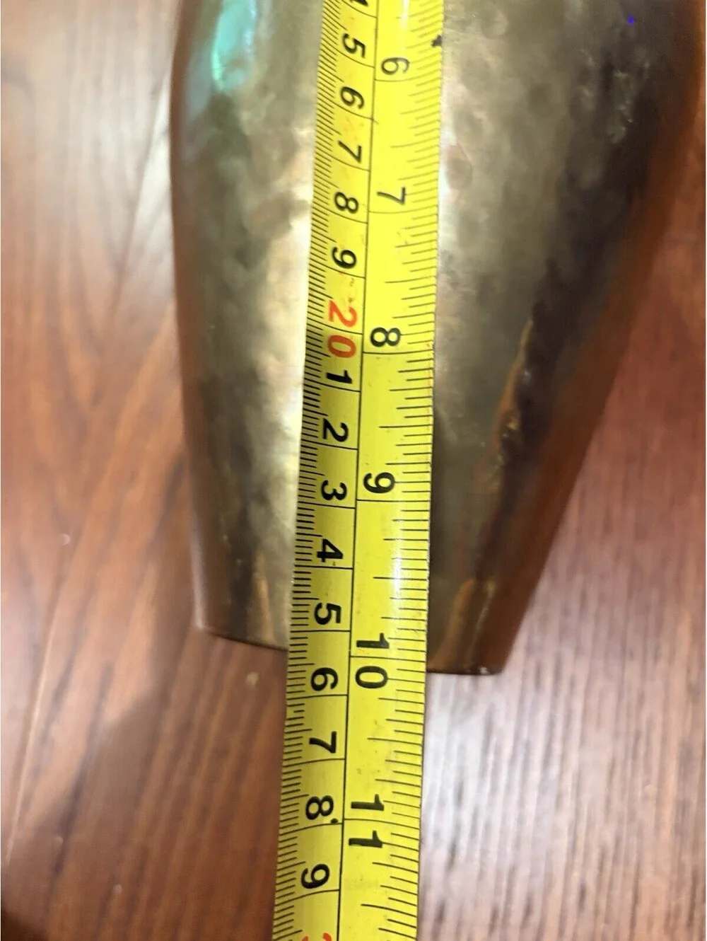 Vintage Solid Hammered Brass Vase w/ Brass Rope & Tassels Patina 10” Rustic